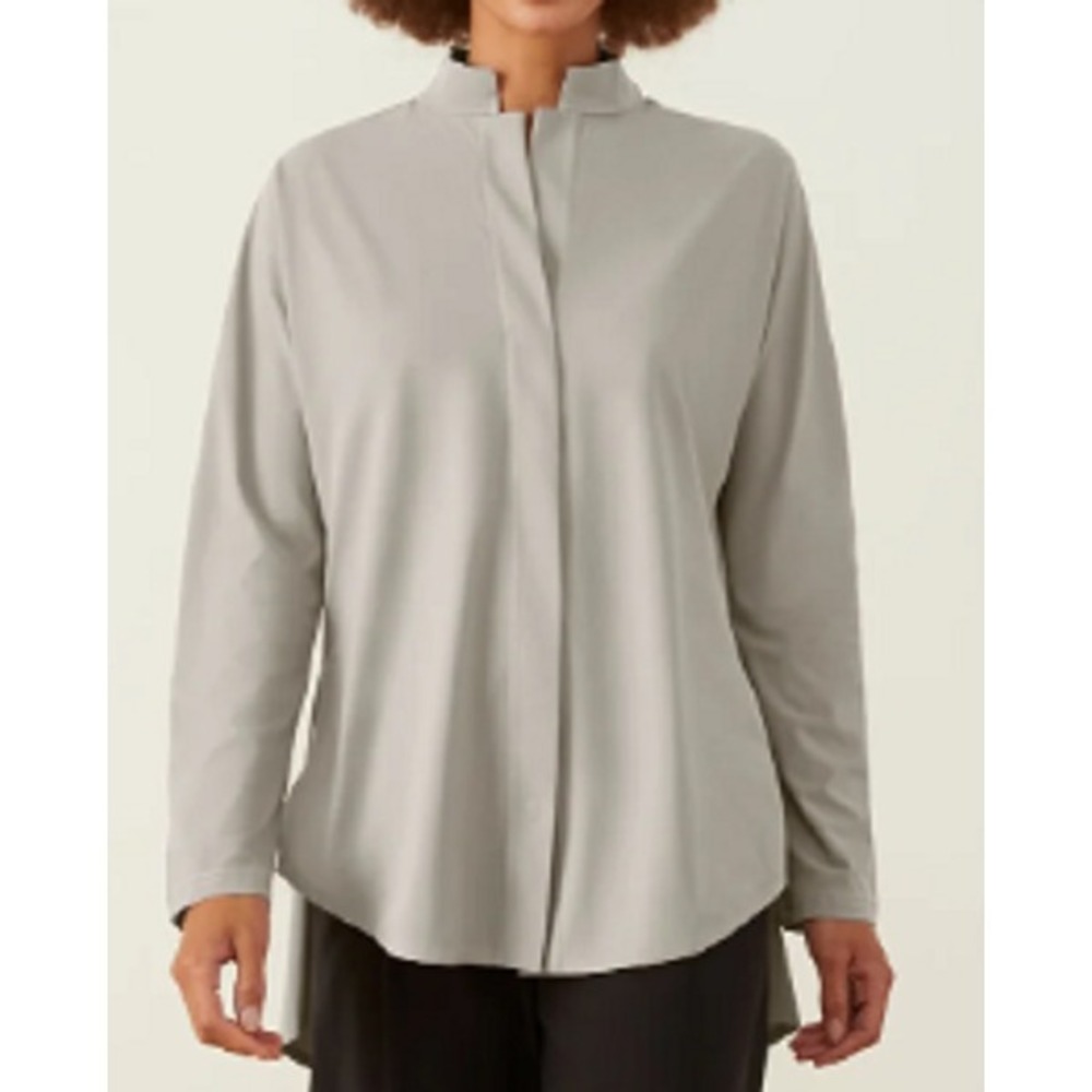 Aday Something Borrowed Shirt Womens Small Sage Green High Low Tunic Minimalist